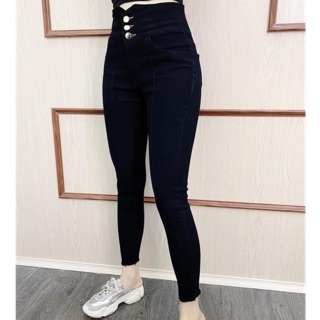 Quần bò ôm dáng cạp cao 3 cúc đủ sz SML