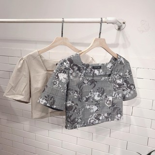 Áo croptop cổ vuông 4 nút Freesize