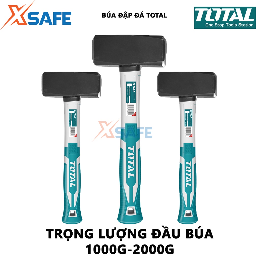 Búa tạ đập đá TOTAL đầu búa 1-2kg dùng đập vỡ vật liệu to lớn, cứng rắn, gạch đá - chính hãng - xsafe