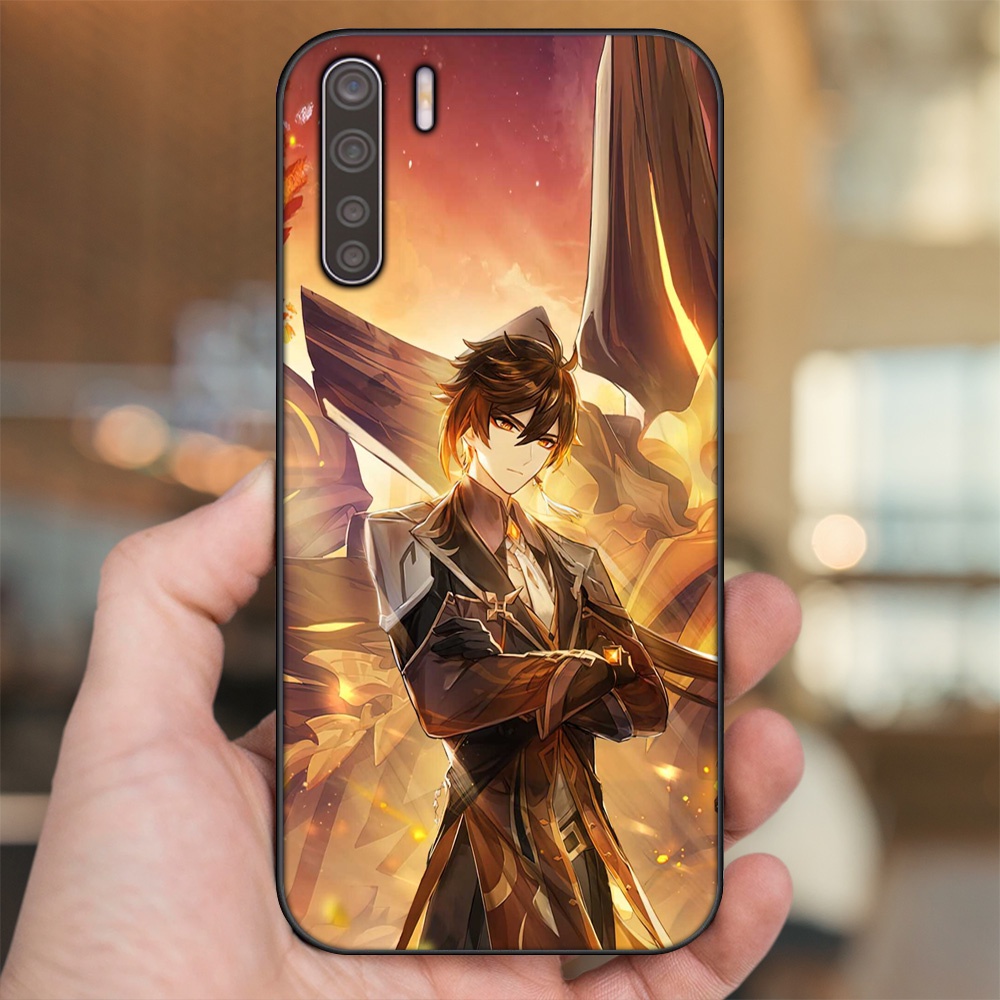 Ốp lưng Oppo A91, Reno 3 viền đen in hình Zhongli Genshin Impact