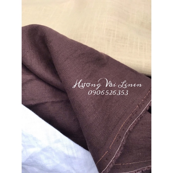 Vải linen tưng dầy vừa màu nâu cánh gián đã wash cn!
