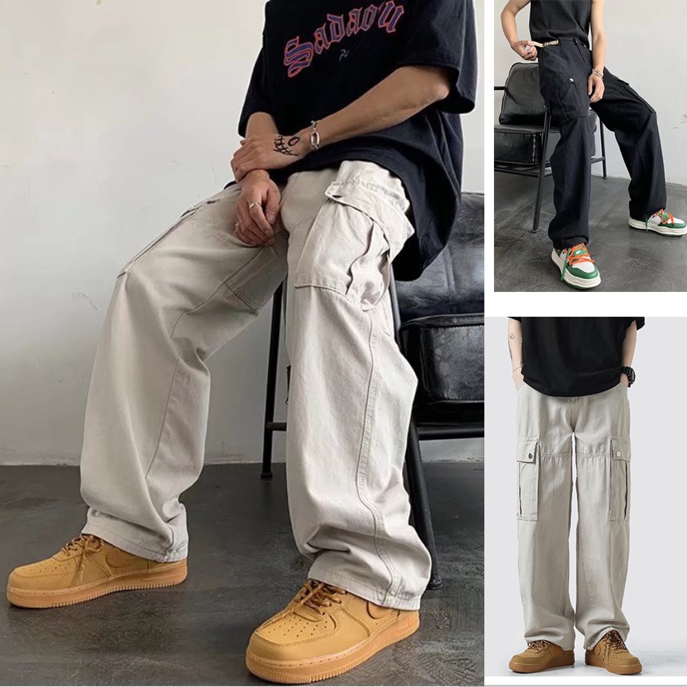 Quần baggy kaki dáng xuông túi hộp thắt đai điều chỉnh eo Design by KAT Streetwear