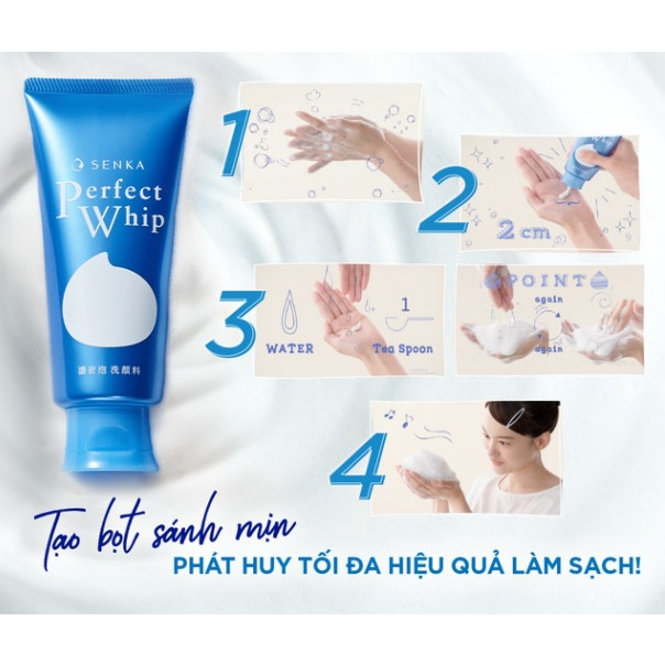 Sữa rửa mặt Senka chiết xuất tơ tằm trắng Perfect Whip - Mẫu mới 120gram