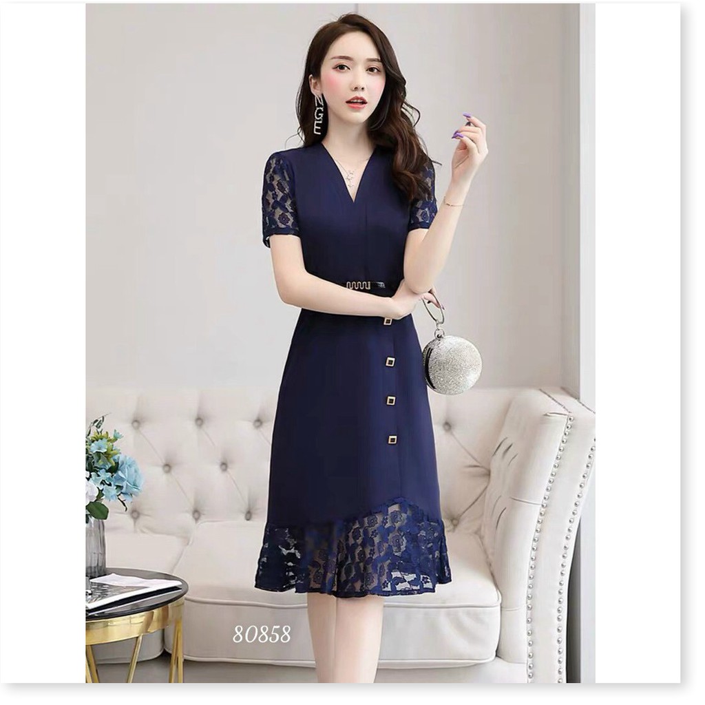 ĐẦM UMI PHỐI REN TAY NGẮN XINH XẮN,CHẤT LIỆU UMI THOÁNG MÁT LANA FASHION
