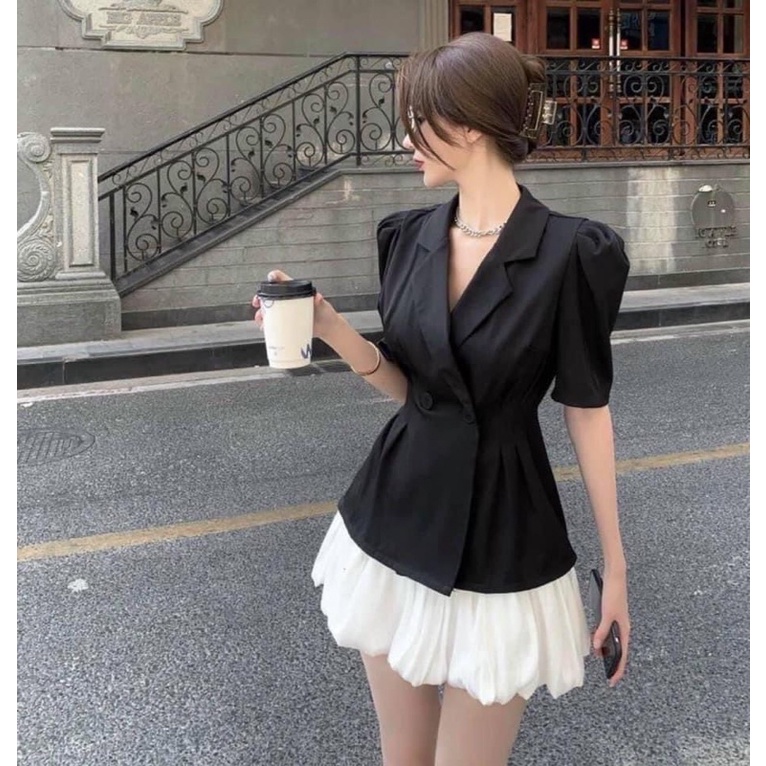 SET ÁO VEST CHÂN VÁY BỒNG Đen Trắng | BigBuy360 - bigbuy360.vn