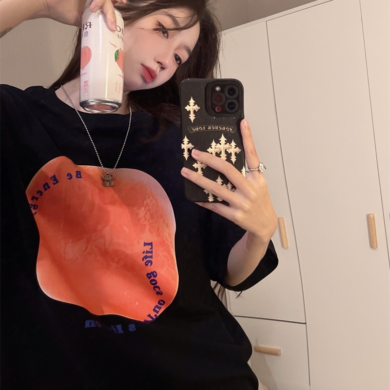 SUXI Áo Thun T-shirt Tay Ngắn Cổ Tròn In Hình Đơn Giản Thời Trang Mùa Hè Dành Cho Nữ