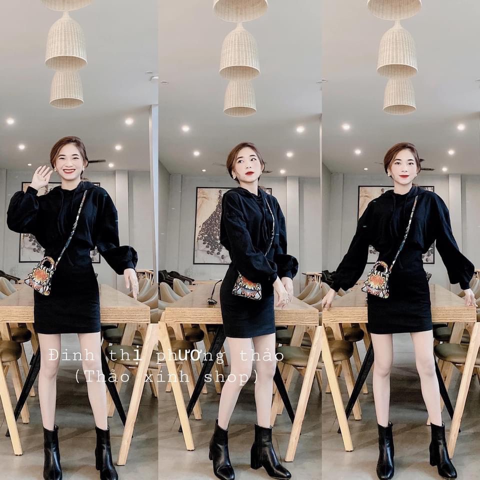 ĐẦM ĐỎ ĐEN XÁM GÂN HOODIE | BigBuy360 - bigbuy360.vn