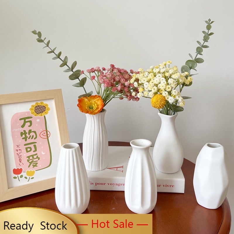 Bình Hoa Gốm Sứ Kèm Giá Đỡ Thiết Kế Tối Giản Dùng Trang Trí Nhà Cửa