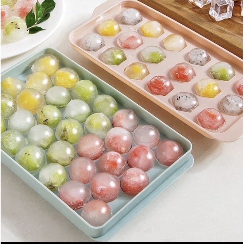 Khay làm đá bi tròn thế hệ mới hangd lớn 33 viên-rất dễ lấy đá