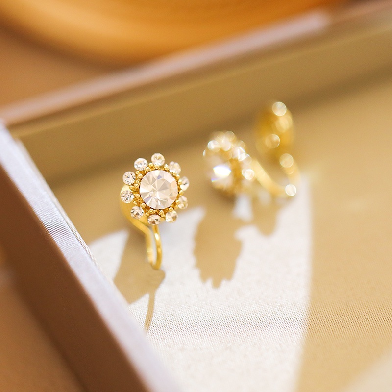[Jiudoulan] Bông Tai Hoa Hướng Dương Đính Đá Zircon Sáng Bóng Sang Trọng Thời Trang Hàn Quốc Cho Nữ