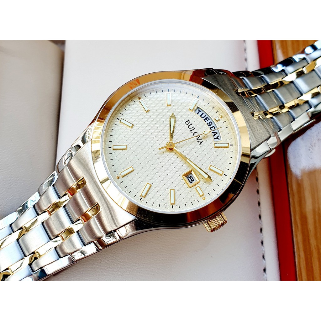 Đồng hồ nam chính hãng Bulova 98C60 Champagne Gold Dial - máy pin - kính khoáng