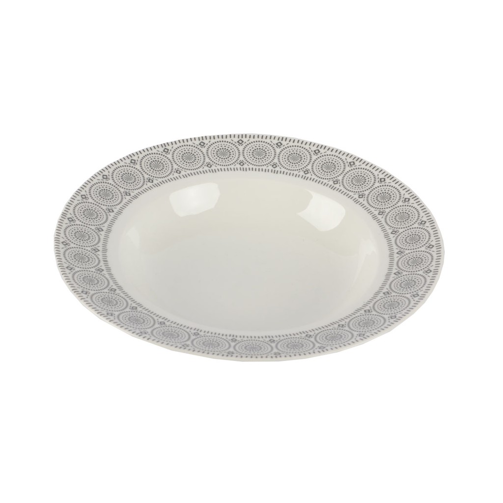 Đĩa Sâu Lòng FLORIST Hoạt Tiết Hoa Văn Màu Trắng Index Living Mall