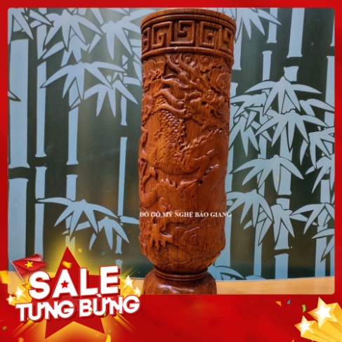 Ống đựng hương khắc rồng gỗ hương