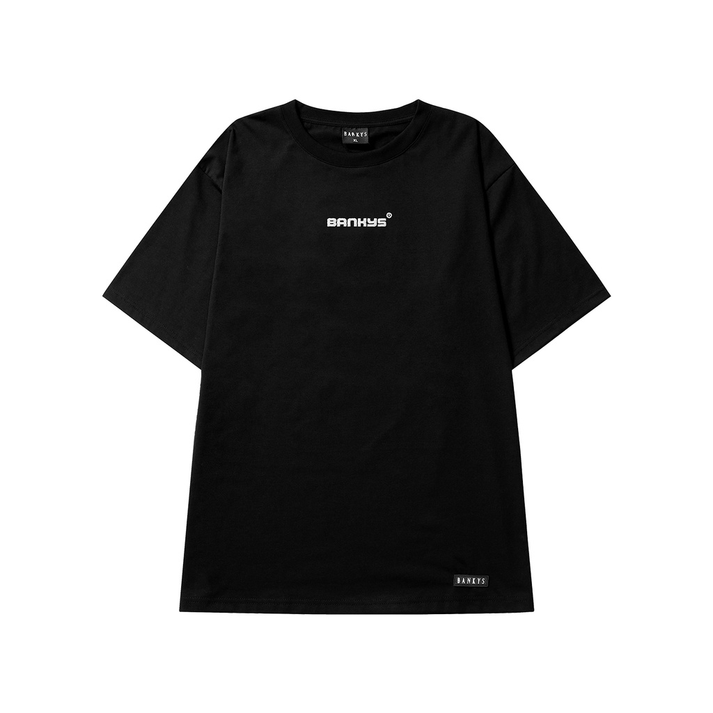 Áo thun unisex phom rộng BANKYS tay lỡ BK02 màu đen dành cho nam nữ