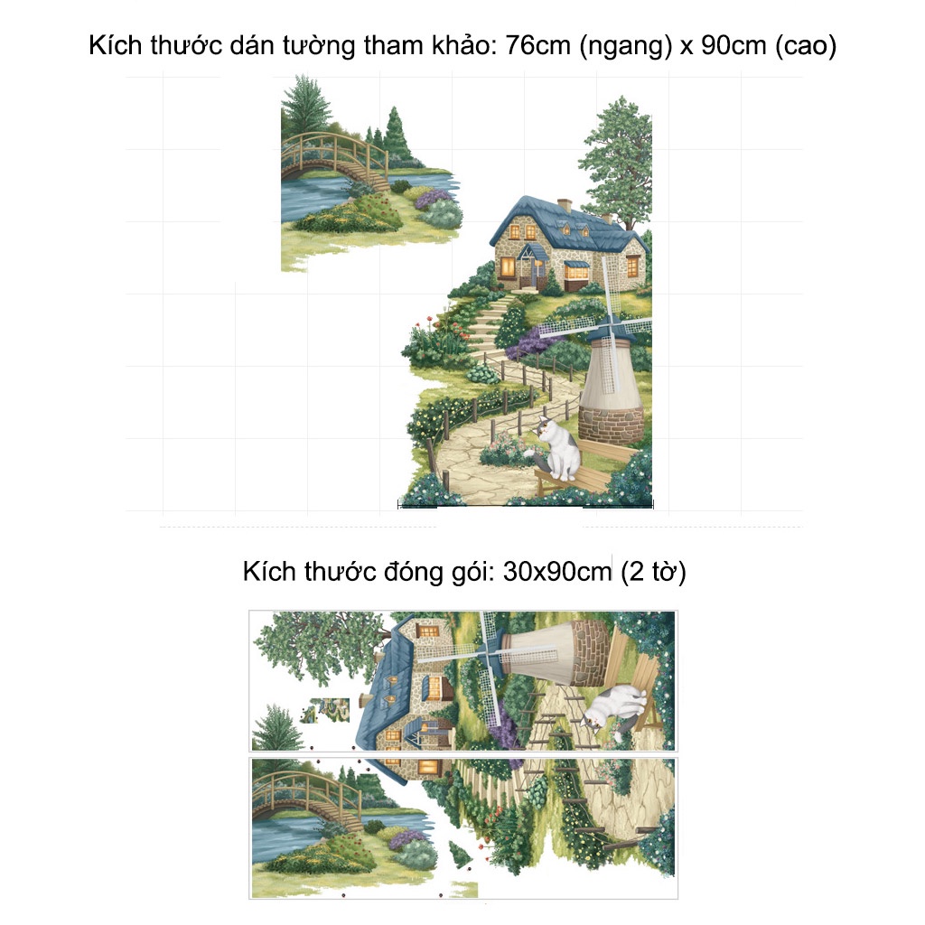 Decal dán tường trang trí phòng ngủ, phòng khách không thấm nước mẫu C67