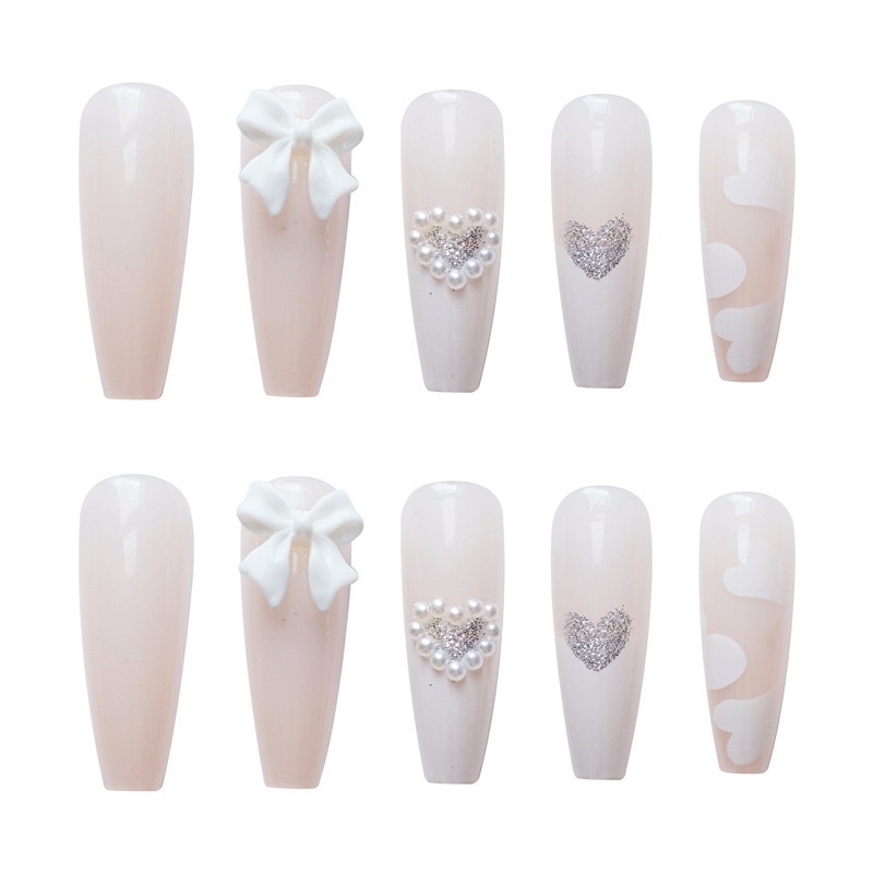 Set 24 móng giả D338 đính đá cao cấp ( Tặng kèm keo và dũa )