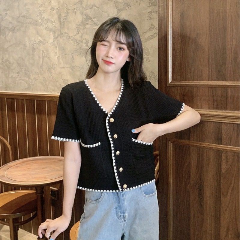 Áo khoác cardigan thun len cổ tim phong cách hàn quốc 2021 | BigBuy360 - bigbuy360.vn