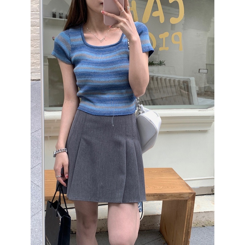 MS654 Áo len tăm cổ vuông croptop loang màu PhuLinhShop