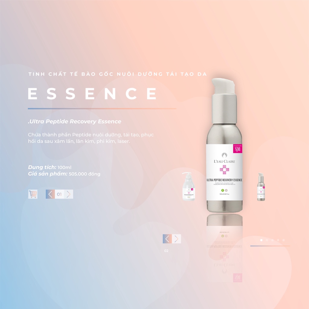 Tinh chất tế bào gốc nuôi dưỡng phục hồi tái tạo da L'eau Claire Ultra Peptide Recovery Essence 100ml