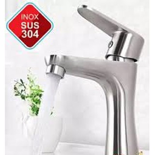 Vòi lavabo nóng lạnh inox mờ304 -vòi rửa tay nóng lạnh inox không han rỉ
