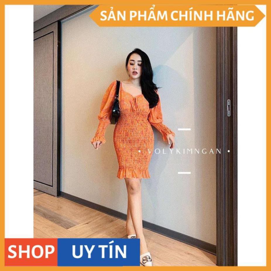 Đầm body tay dài phồng hở lưng cột nơ ( họa tiết hoa hơi khác mẫu nên có Video quay thật sp nhé khách) VADA -ĐB732  ྇ ྇