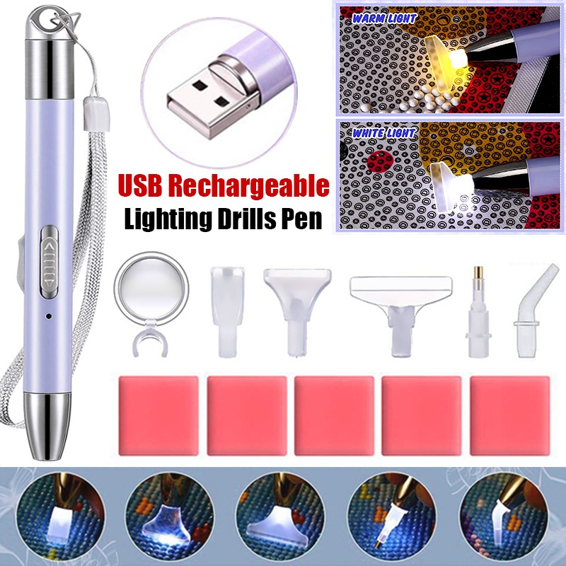 Bút đính đá có đèn LED 2 chế độ tự làm tranh đính đá 5D chuyên dụng