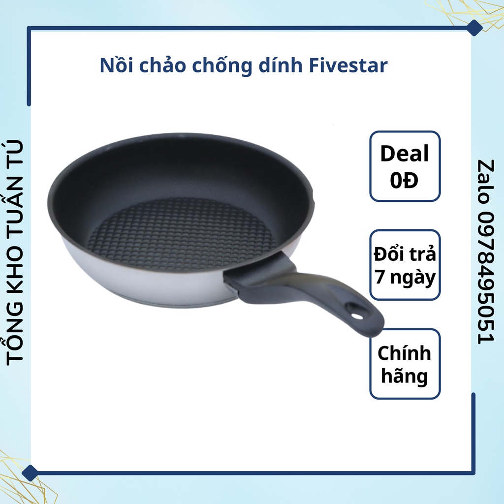 Chảo inox chống dính Fivestar cao cấp 28cm dùng cho bếp từ hàng chính hãng