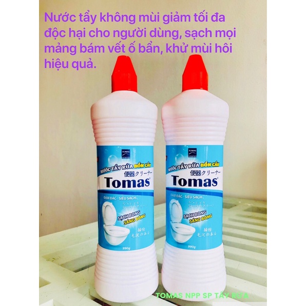 Tẩy rửa bồn cầu TOMAS sáng sạch, không mùi, diệt vi khuẩn khử mùi hôi hiệu quả chai 990g