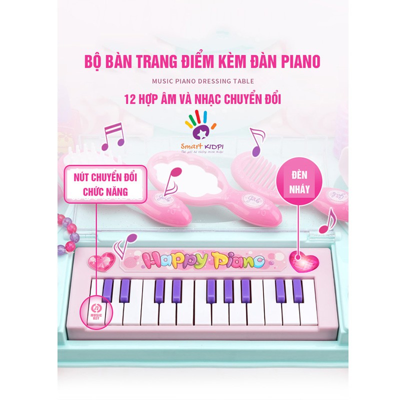 HOT NHẤT 2021- ĐỒ CHƠI BÀN TRANG ĐIỂM CÔNG CHÚA CỠ TO, KÈM GHẾ VÀ ĐÀN PIANO ÂM THANH ÁNH SÁNG