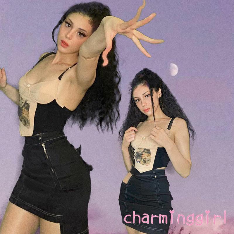 Áo không tay in họa tiết thú cưng dễ thương thiết kế viền không đều phong cách thời trang cho nữ  | BigBuy360 - bigbuy360.vn