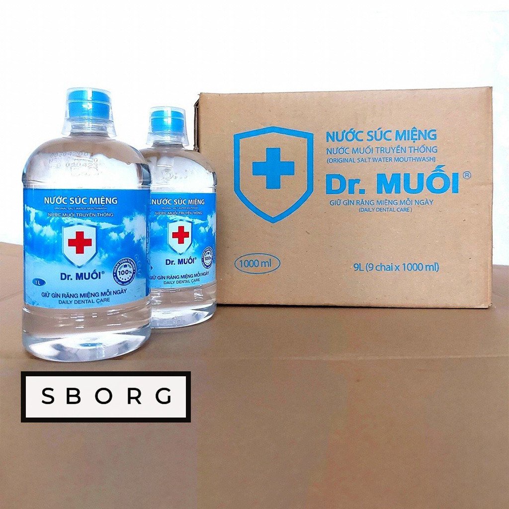 Nước muối súc miệng Dr muối chai 500ml từ muối biển tự nhiên giàu khoáng và nước ngầm vị chanh và muối SBORG