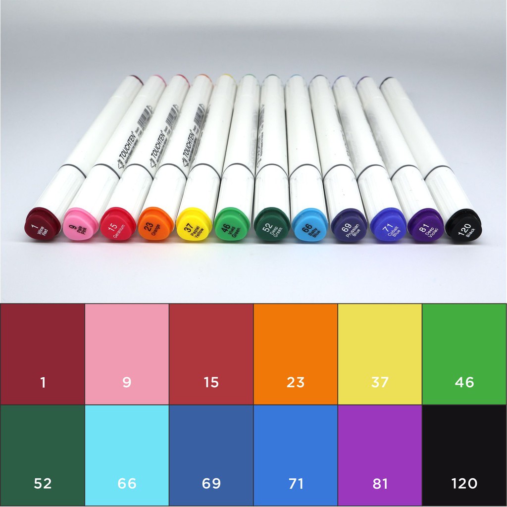 Bút lông SeamiArt TOUCHTEN hai đầu 12/24 màu cơ bản chất lượng cao