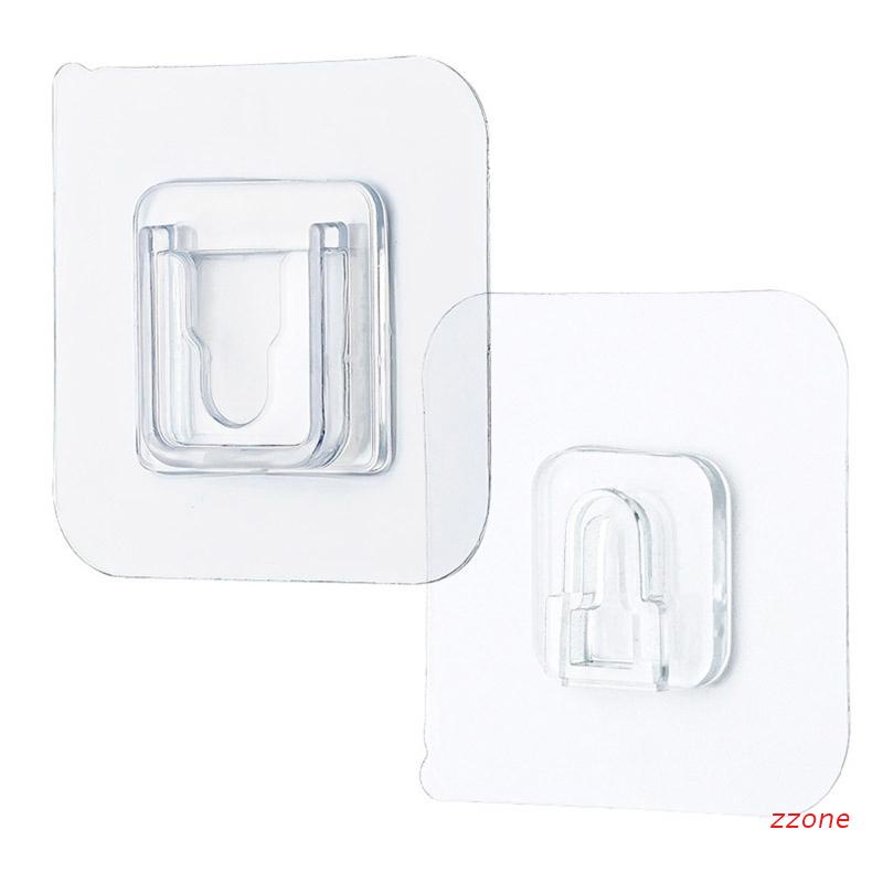 Set 10 Móc Treo Đồ Dính Tường Hai Mặt Trong Suốt Tiện Dụng Giá Đỡ