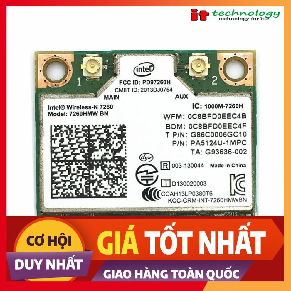 🎁 [Ảnh Thật ] Card Wifi Intel Dual band Wireless-AC 7260 hàng tháo máy