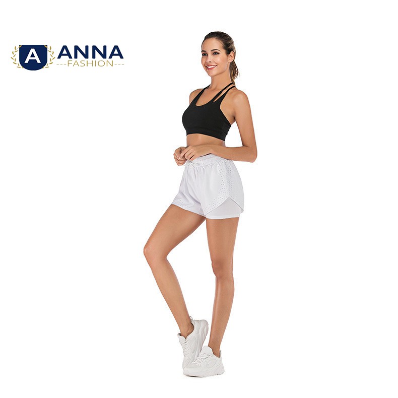 Quần short nữ 2 lớp tập gym yoga