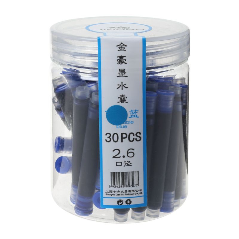 30 Ruột Bút Máy Jinhao Mực Xanh Đen Ngòi 2.6mm