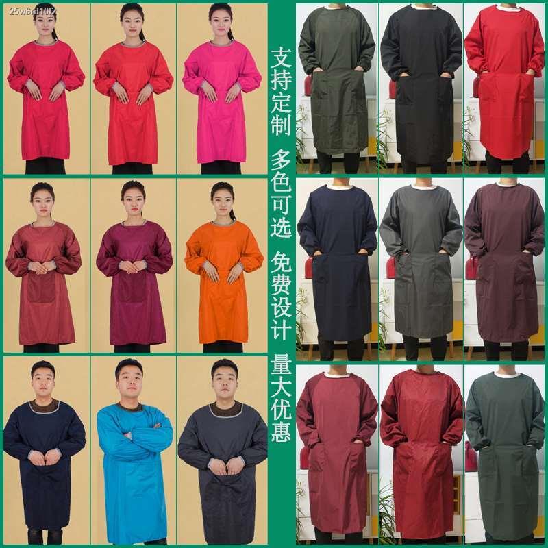 Chất lượng tốt┅Bộ áo choàng chống băng bó da người lớn mặc tạp dề dài ống tay ngược quần áo nam và nữ làm việc bếp áo th