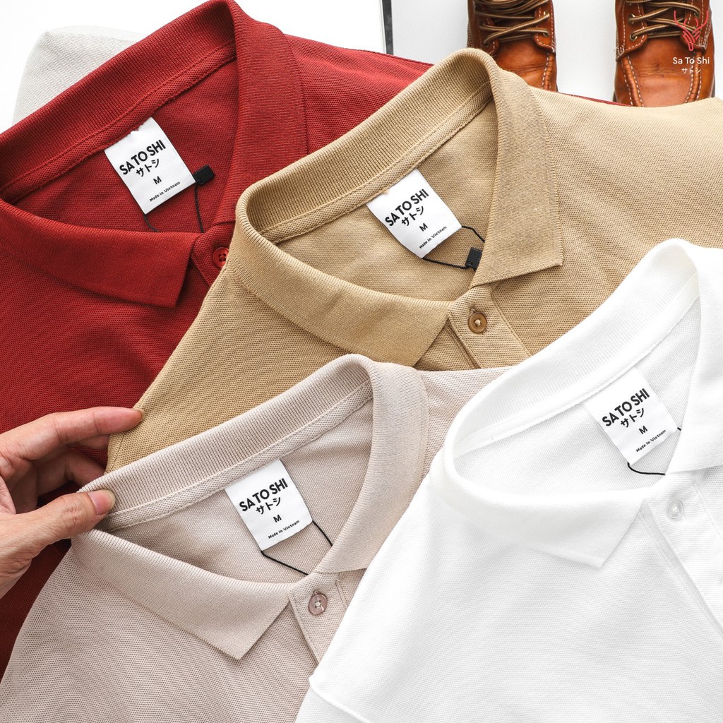 |Hẻm Store| Áo Polo Nam SATOSHI SAPL22 Tay Ngắn cổ sơ mi dáng suông chất liệu cotton dễ mặc thấm hút mồ hồi tốt màu trắn | BigBuy360 - bigbuy360.vn