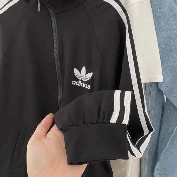 Áo khoác nỉ unisex form rộng- Áo nỉ khoá Adidas SIÊU HOT kẻ sọc | BigBuy360 - bigbuy360.vn