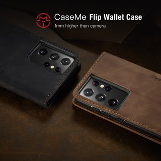 CaseMe Bao da điện thoại nắp lật phong cách retro sang trọng cho Samsung Galaxy S21 S21+ S20 Ultra Plus Phone Case