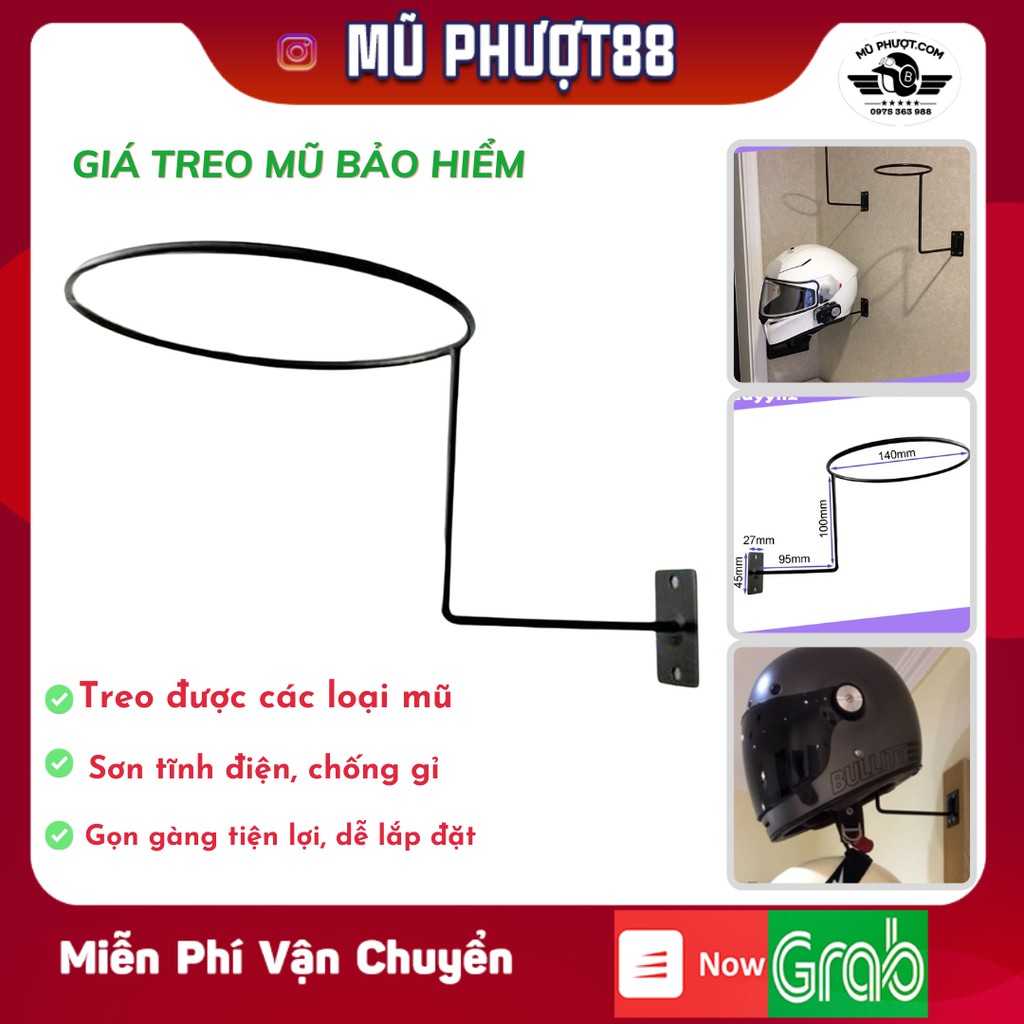 Giá Treo Mũ Bảo Hiểm Bằng Kim Loại Gắn Tường Tiện Dụng sẵn có