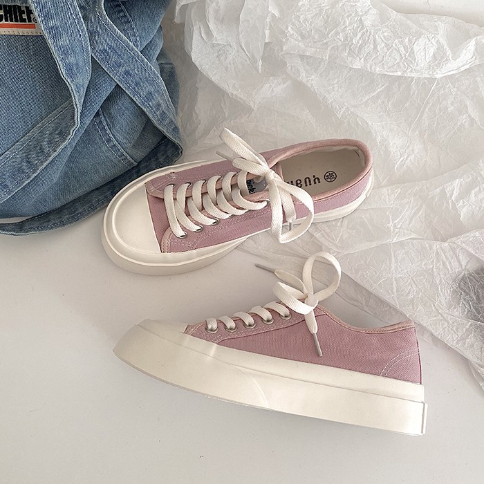 GIÀY BÁNH MỲ THỂ THAO Unisex DÁNG CVS GAM MÀU PASTEL ĐẾ CAO 3 cm  (ảnh thật