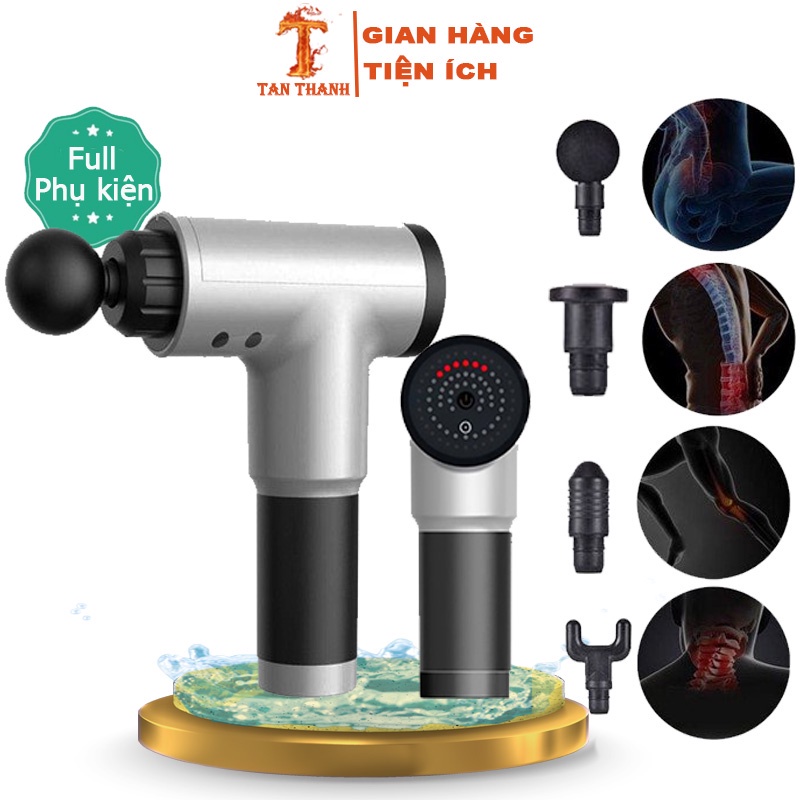 Máy massage cầm tay -4 đầu 6 chế độ - Súng bắn massage trị liệu đau mỏi vai gáy - Sản phẩm tiện ích cho mọi người
