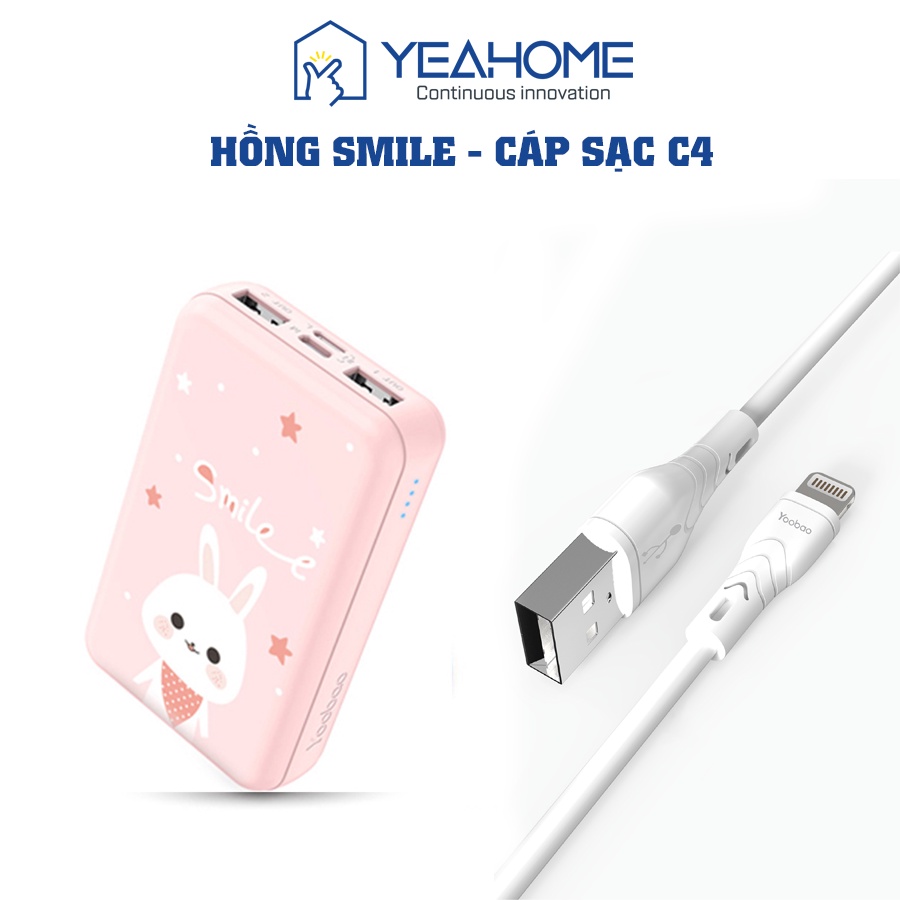 Pin Sạc dự phòng mini Yoobao P10W 10000mAh - Dây cáp sạc cho iPhone iPad đầu Lightning Yoobao C4 dài 1m, cao cấp