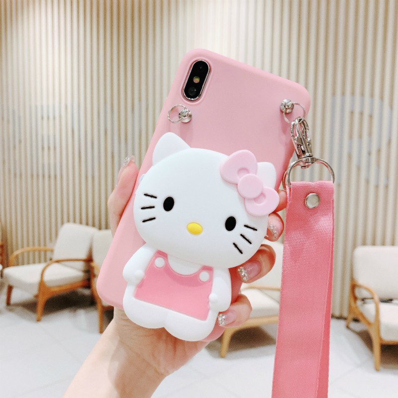 Samsung A51 A01 A71 A20S A10S A10 A20 A30 A205 A305 A50 A30S A50S A7 A750 A80 A70 A70S A21 A32 A52 A72 Cartoon Kitty Cat wallet silicone mobile phone protective case Cute rabbit backpack mobile phone case Lanyard strap type mobile phone case