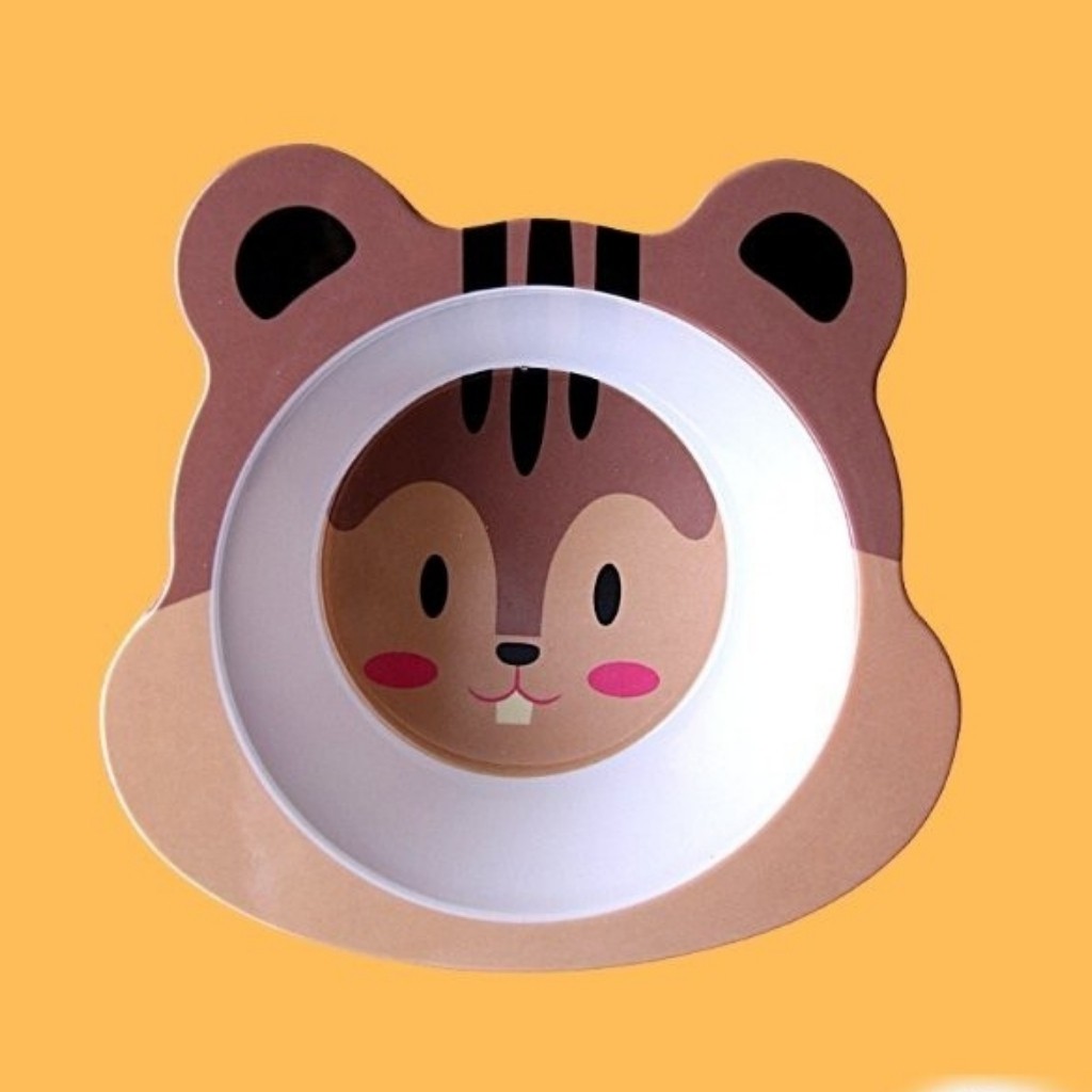 Bát ăn dặm cho bé, thìa ăn dặm sợi tre hình thú xinh xắn an toàn cho bé