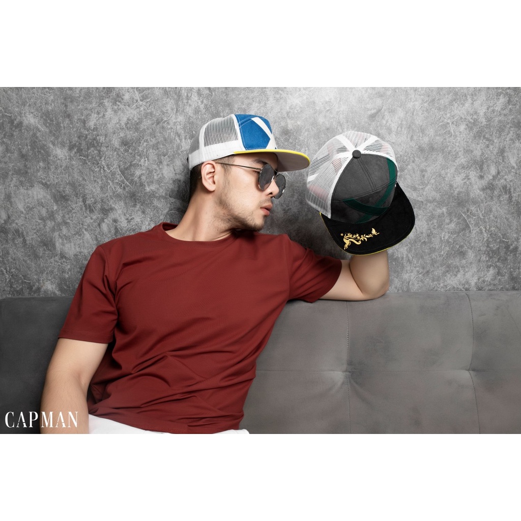 Mũ snapback chính hãng CAPMAN, phong cách hiphop vải da lộn thêu chữ X CM37