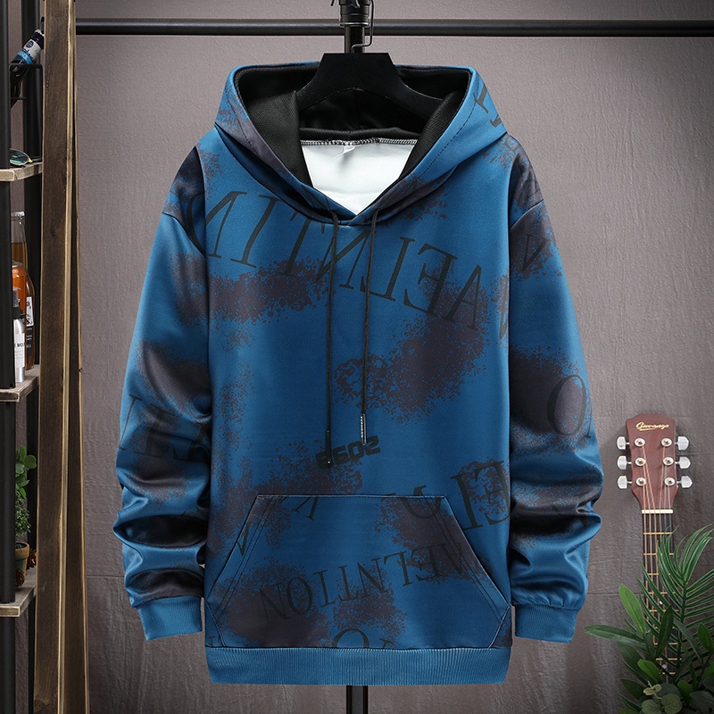 Áo hoodie tay dài phối màu nhuộm độc đáo thời trang thu đông phong cách Hàn Quốc cho nam 2022