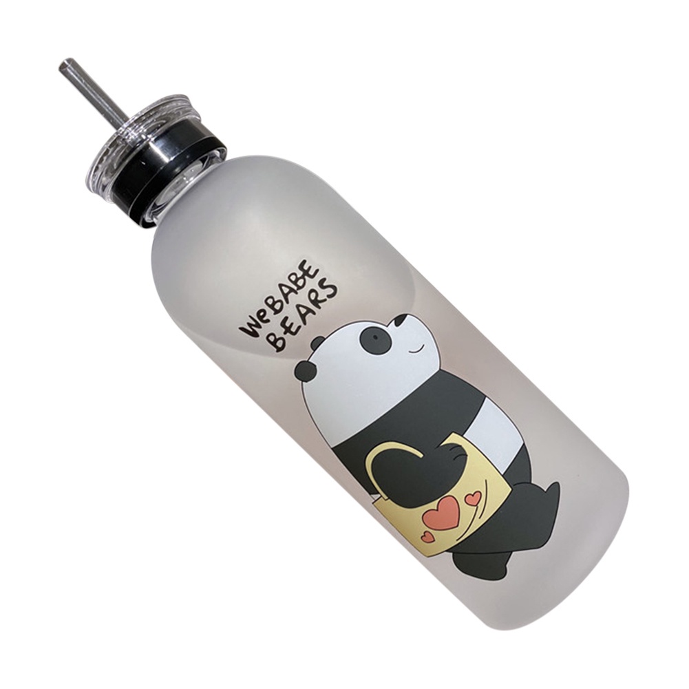 Bình Nước Nhựa Trong Suốt Cỡ Lớn Chống Tràn 1000Ml In Hình Gấu Đáng Yêu