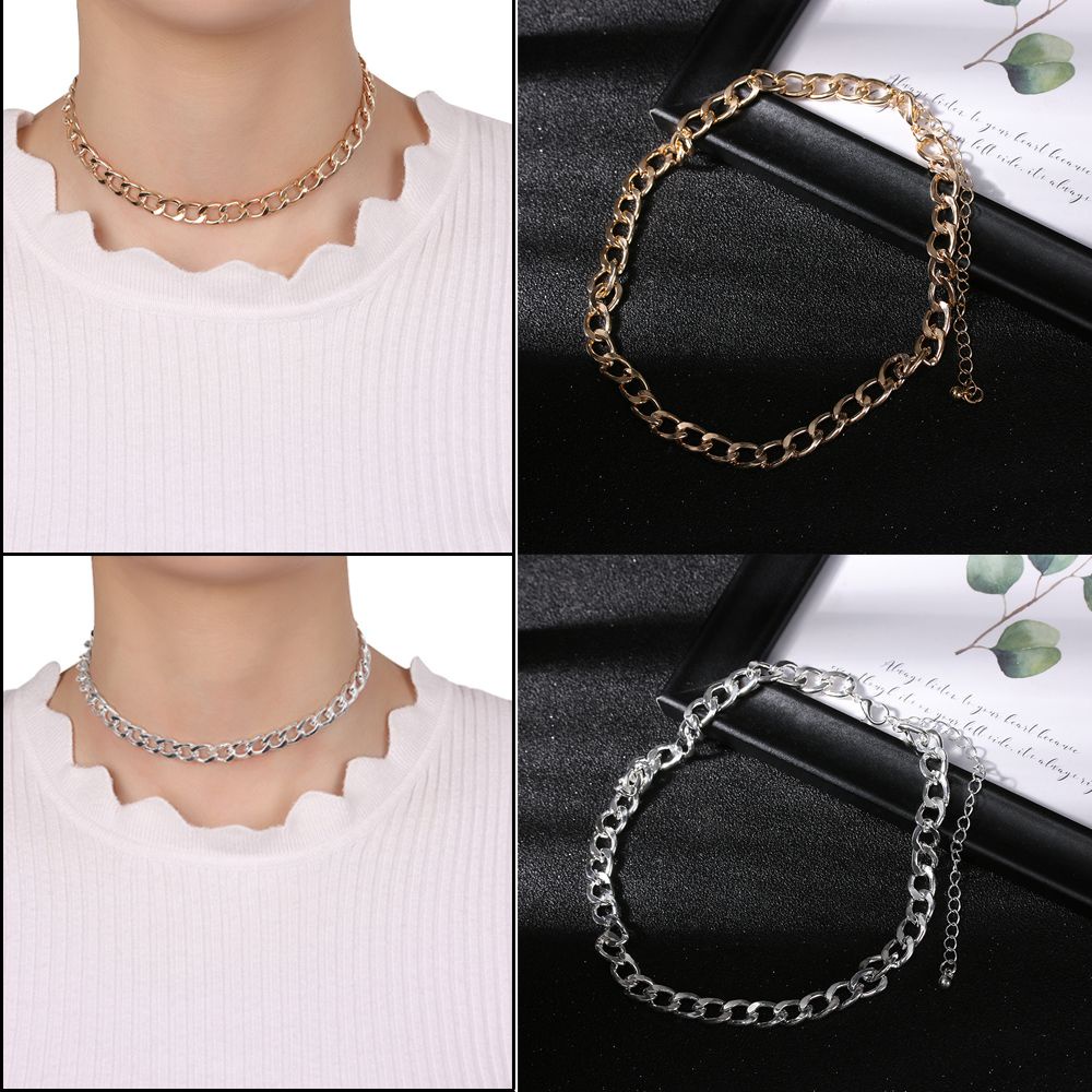 Set 2 Vòng Cổ Choker Bằng Kim Loại Phong Cách Punk Gothic Thời Trang Cho Nam Và Nữ